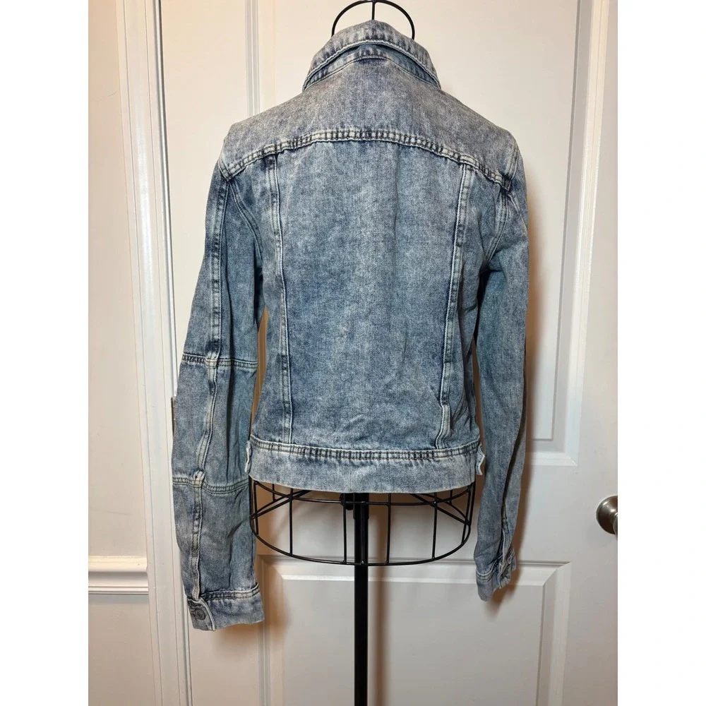 Free People Womens Acid Wash Denim Trucker‎ Jacket Size S - Picture 7 of 10